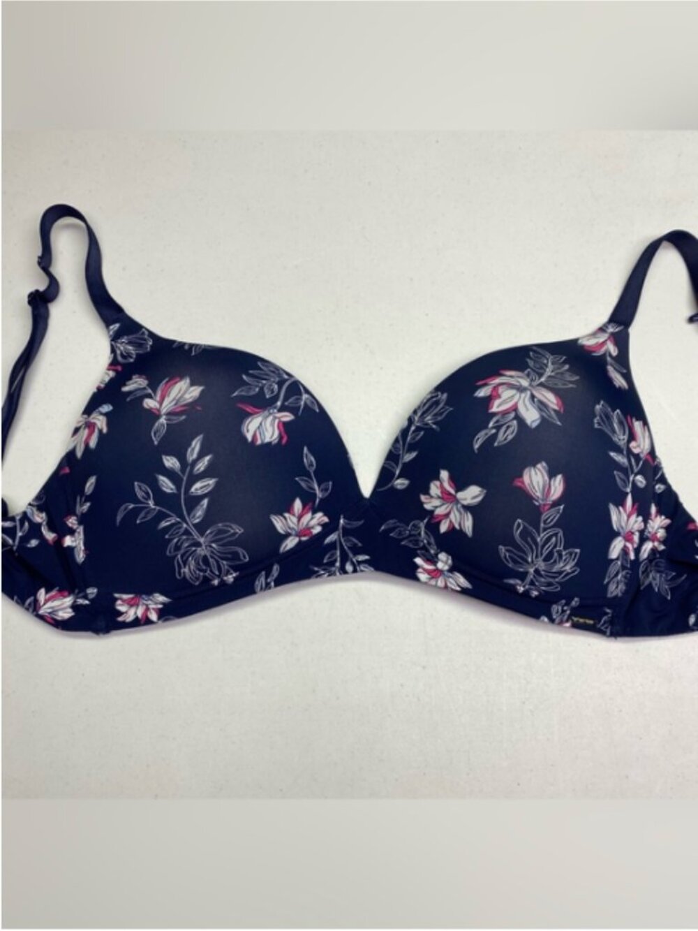 La Vie en Rose Navy Floral Wireless Push-Up Bra 36C NWOT *P1029